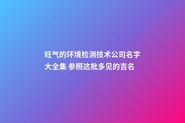 旺气的环境检测技术公司名字大全集 参照这批多见的吉名